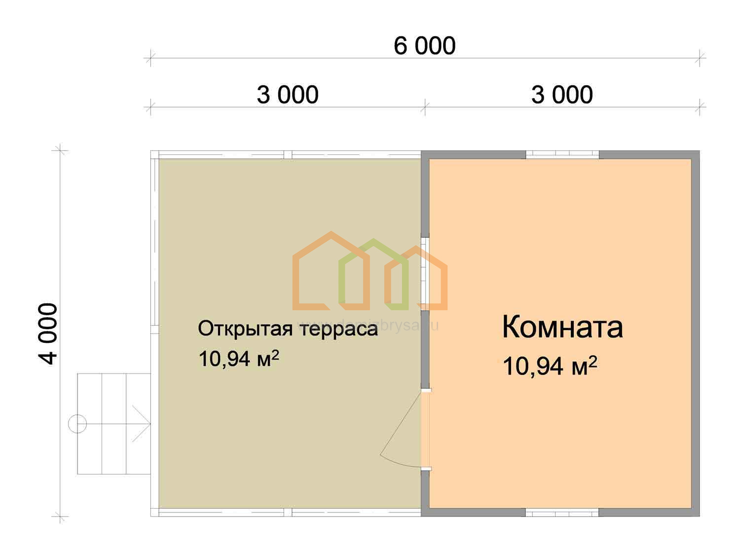 Брусовой садовый домик с террасой Кедр (БТ) 4x6 Площадь: 24 м² с террасой  купить под ключ в Киржаче